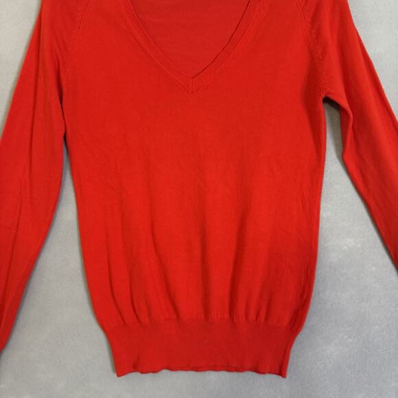 Zara Sweater Women Sz XL Red V-Neck Lightweight Casual Festive Christmas Holiday - Picture 5 of 13